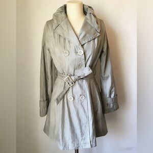 Syic Camisa Silver Grey A-Line Flare Lightweight Trench Coat Size S